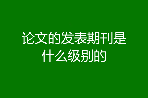 论文的发表期刊是什么级别的
