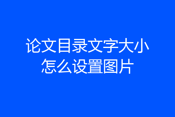 论文目录文字大小怎么设置图片