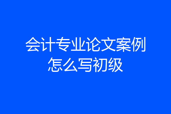 会计专业论文案例怎么写初级