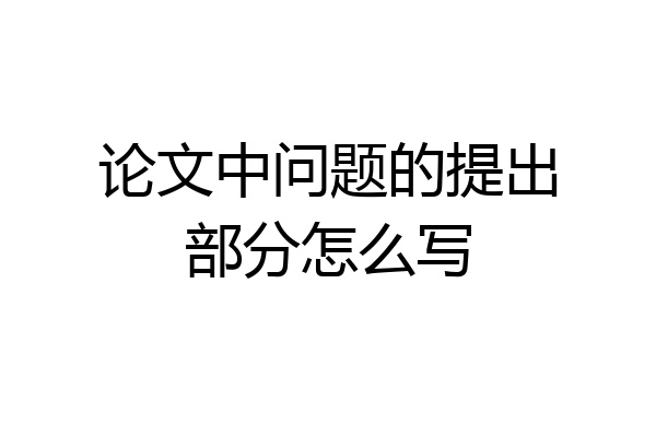 论文中问题的提出部分怎么写
