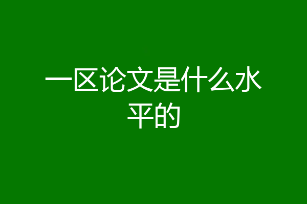 一区论文是什么水平的