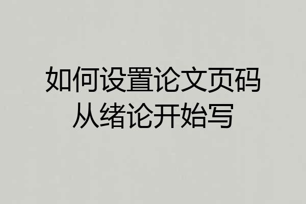 如何设置论文页码从绪论开始写