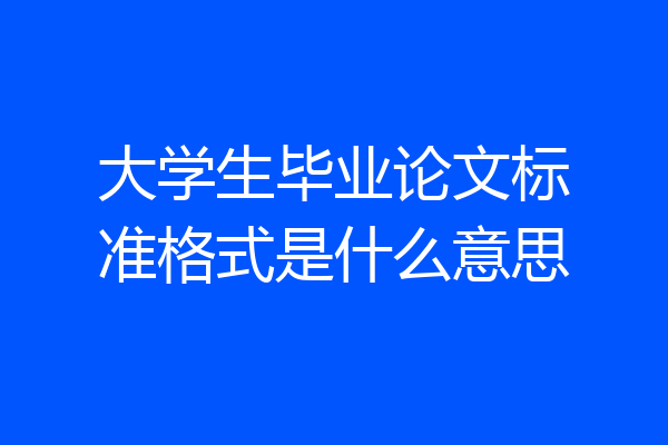 大学生毕业论文标准格式是什么意思