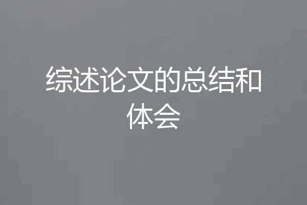 综述论文的总结和体会