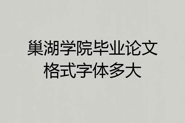 巢湖学院毕业论文格式字体多大