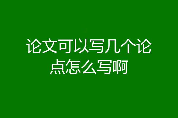 论文可以写几个论点怎么写啊