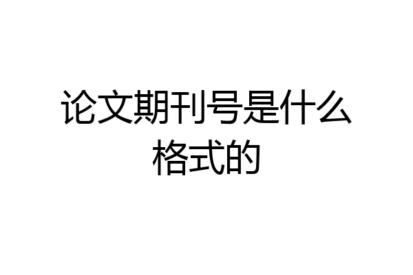 论文期刊号是什么格式的