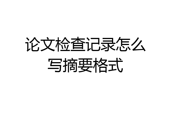 论文检查记录怎么写摘要格式