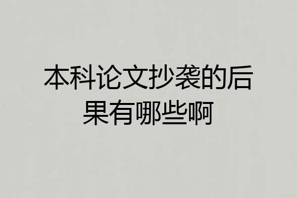 本科论文抄袭的后果有哪些啊