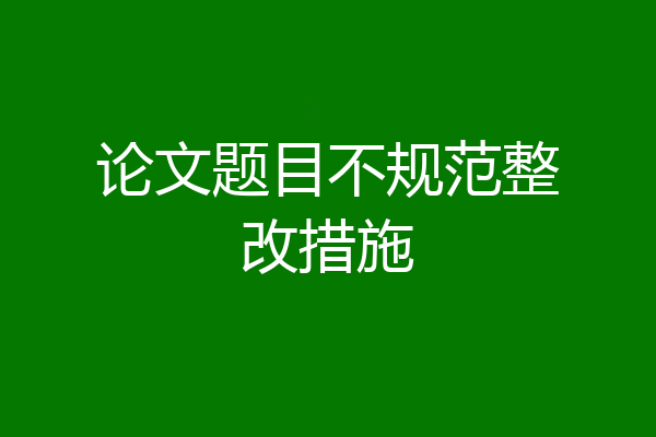 论文题目不规范整改措施