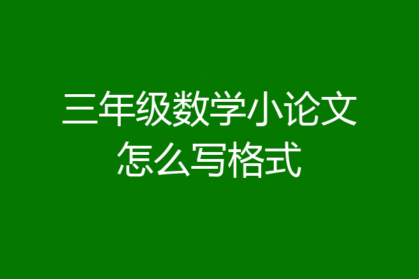 三年级数学小论文怎么写格式