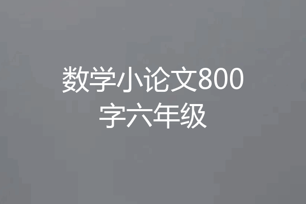 数学小论文800字六年级