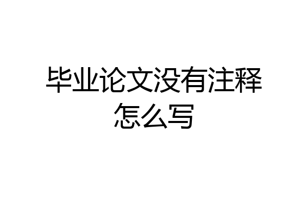 毕业论文没有注释怎么写