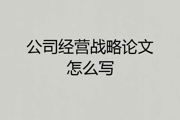 公司经营战略论文怎么写