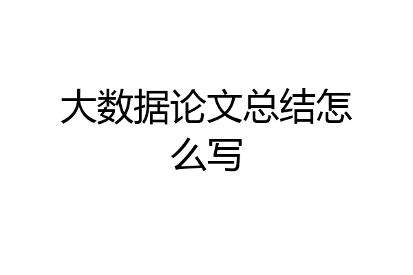 大数据论文总结怎么写