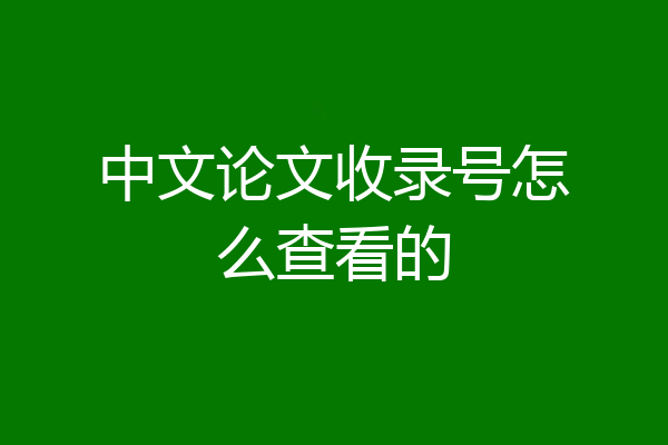 中文论文收录号怎么查看的