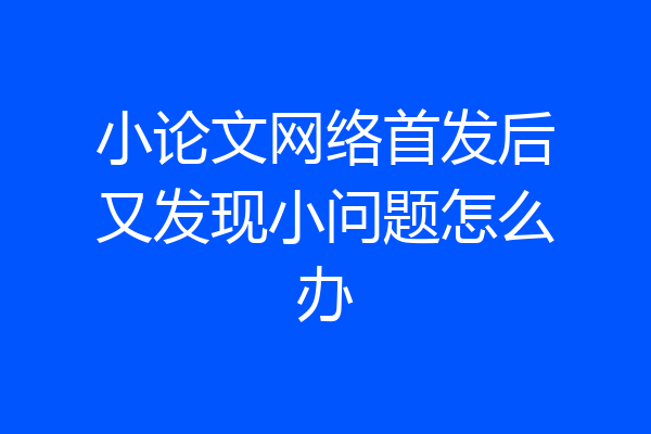 小论文网络首发后又发现小问题怎么办
