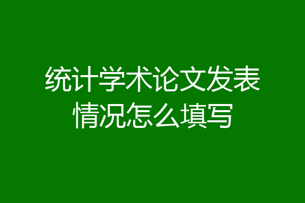 统计学术论文发表情况怎么填写