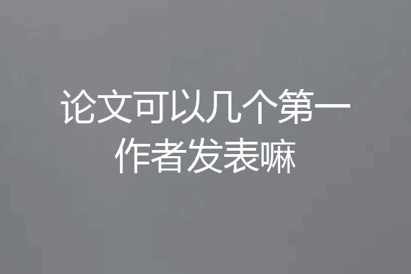 论文可以几个第一作者发表嘛