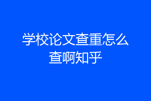 学校论文查重怎么查啊知乎