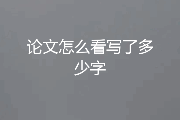 论文怎么看写了多少字