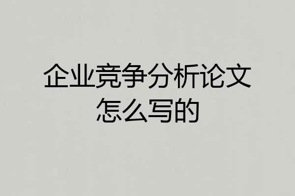 企业竞争分析论文怎么写的
