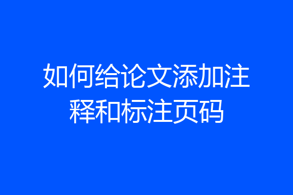 如何给论文添加注释和标注页码