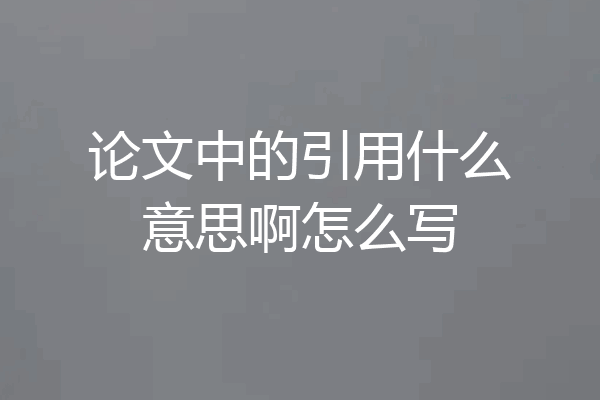 论文中的引用什么意思啊怎么写