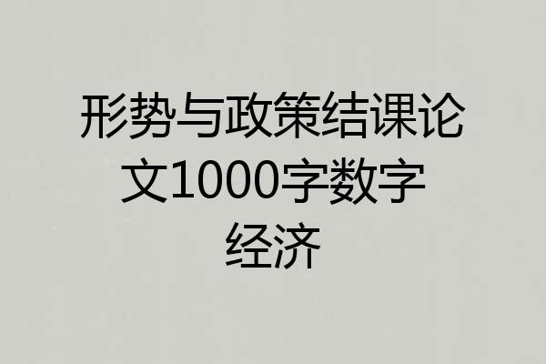 形势与政策结课论文1000字数字经济