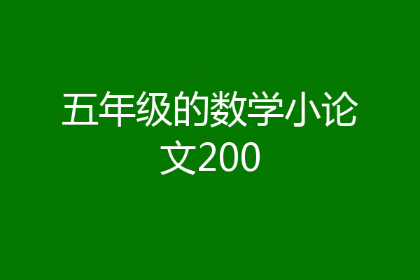 五年级的数学小论文200