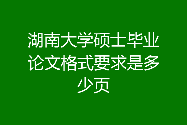 湖南大学硕士毕业论文格式要求是多少页
