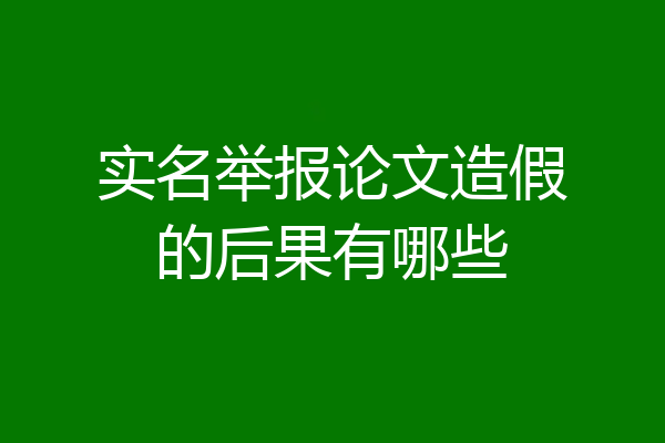 实名举报论文造假的后果有哪些