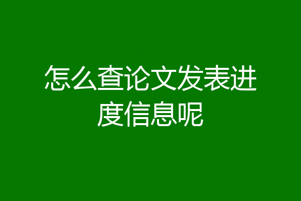 怎么查论文发表进度信息呢