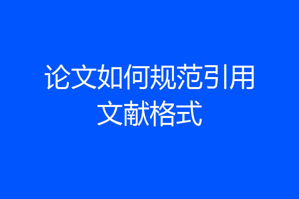 论文如何规范引用文献格式