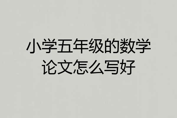 小学五年级的数学论文怎么写好