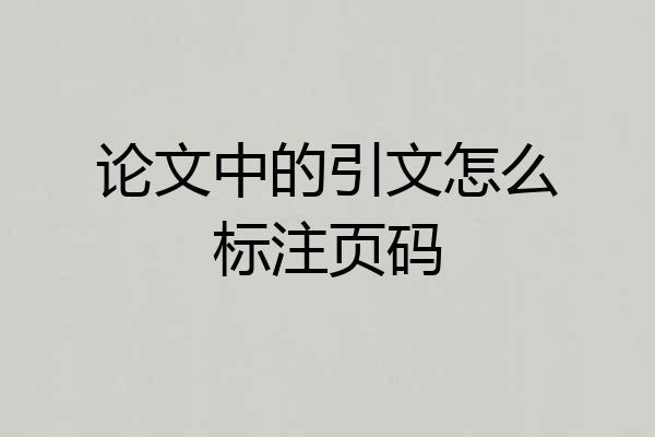 论文中的引文怎么标注页码