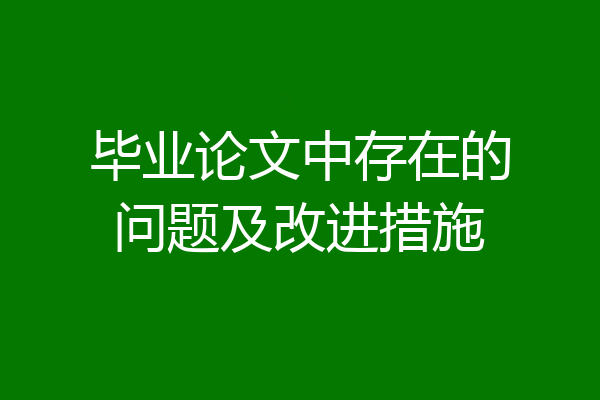 毕业论文中存在的问题及改进措施