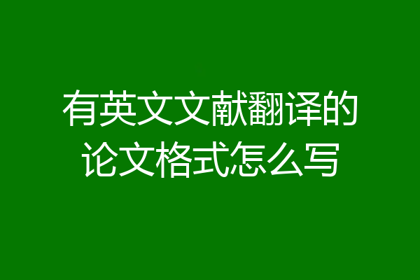 有英文文献翻译的论文格式怎么写