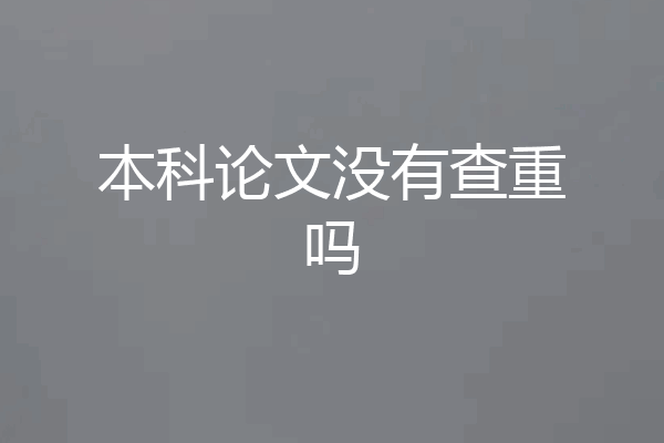 本科论文没有查重吗