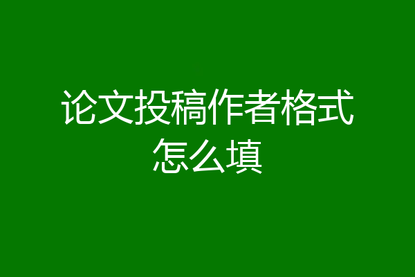论文投稿作者格式怎么填