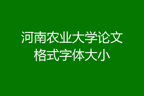 河南农业大学论文格式字体大小