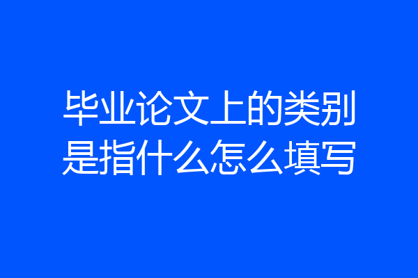毕业论文上的类别是指什么怎么填写