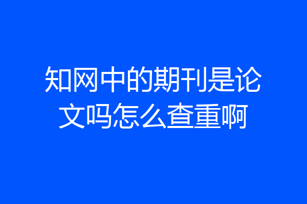 知网中的期刊是论文吗怎么查重啊