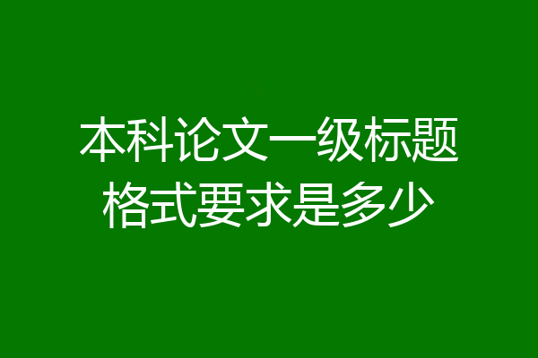本科论文一级标题格式要求是多少