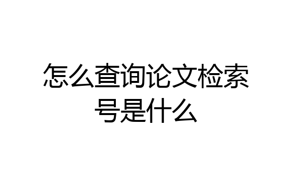怎么查询论文检索号是什么