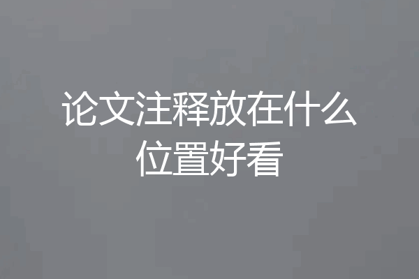 论文注释放在什么位置好看