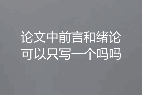 论文中前言和绪论可以只写一个吗吗