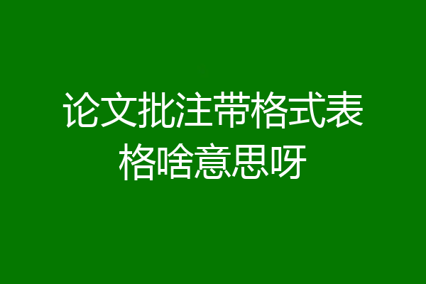 论文批注带格式表格啥意思呀