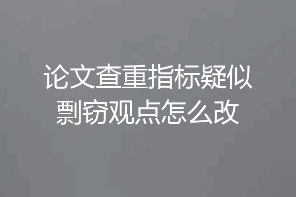 论文查重指标疑似剽窃观点怎么改