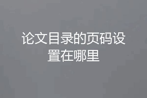 论文目录的页码设置在哪里